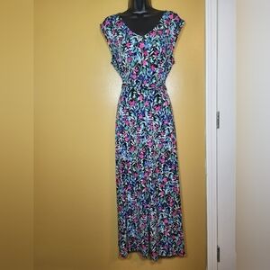 Chaus New York Floral Jersey Maxi Dress sz L